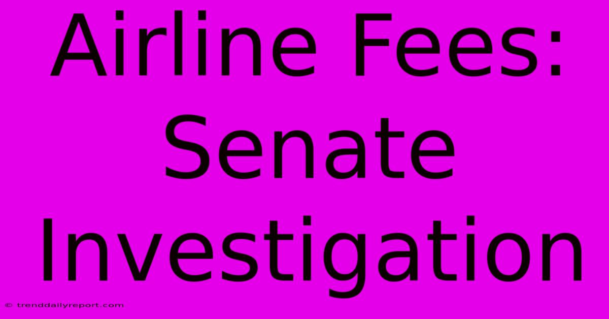 Airline Fees: Senate Investigation