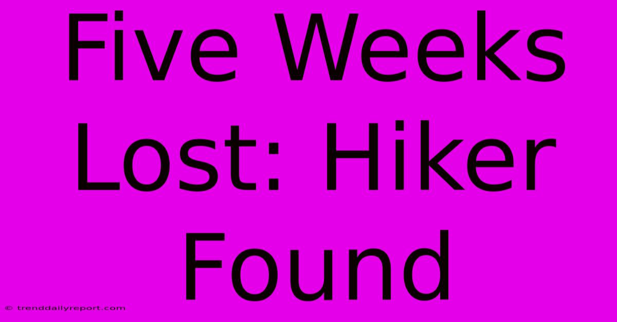 Five Weeks Lost: Hiker Found