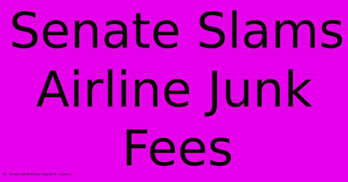 Senate Slams Airline Junk Fees