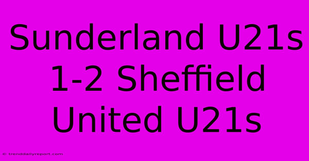 Sunderland U21s 1-2 Sheffield United U21s